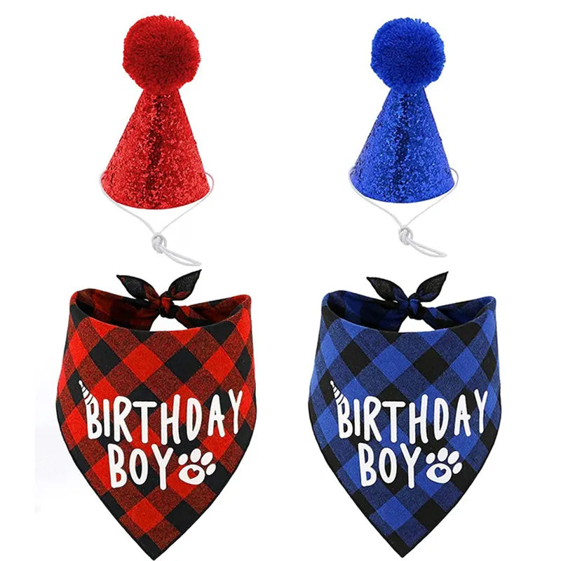 Pet Party Decoration Set Dog Birthday Triangle Scarf Hat Bow Tie Dog Birthday Decoration Supplies Dog Supplies
